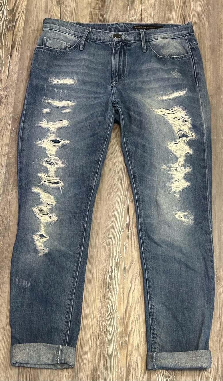 Black Orchid by Julien Jarmoune Distressed Slim Fit Jeans